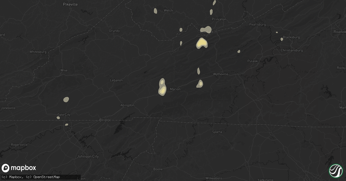 Hail map in Marion, VA on July 4, 2026
