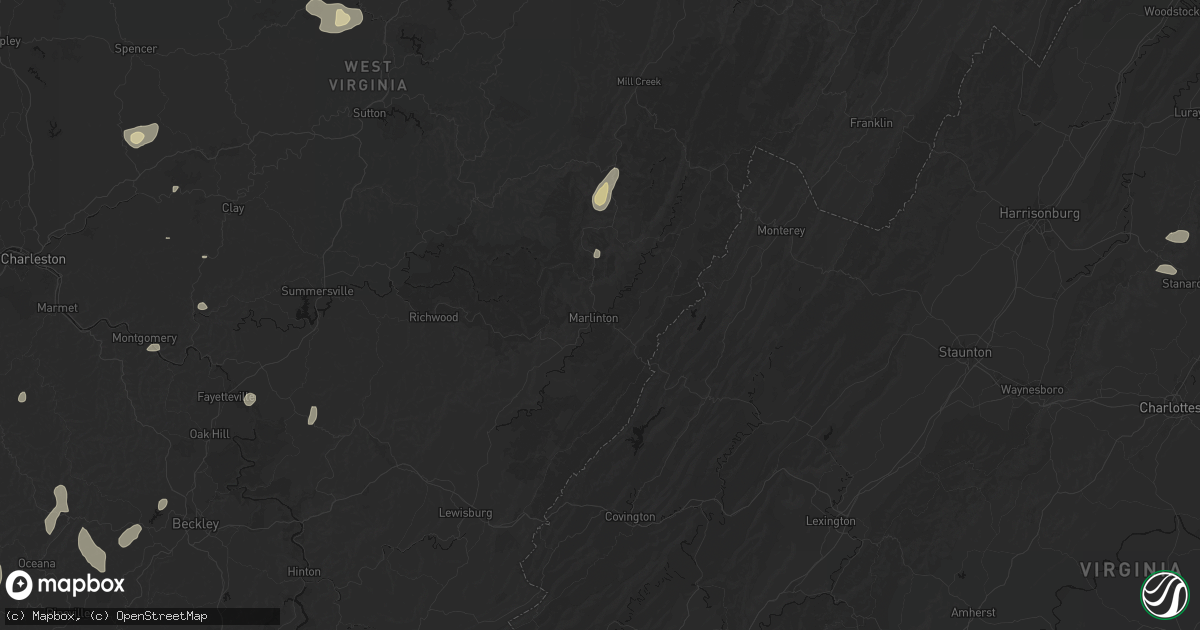 Hail map in Marlinton, WV on July 4, 2026