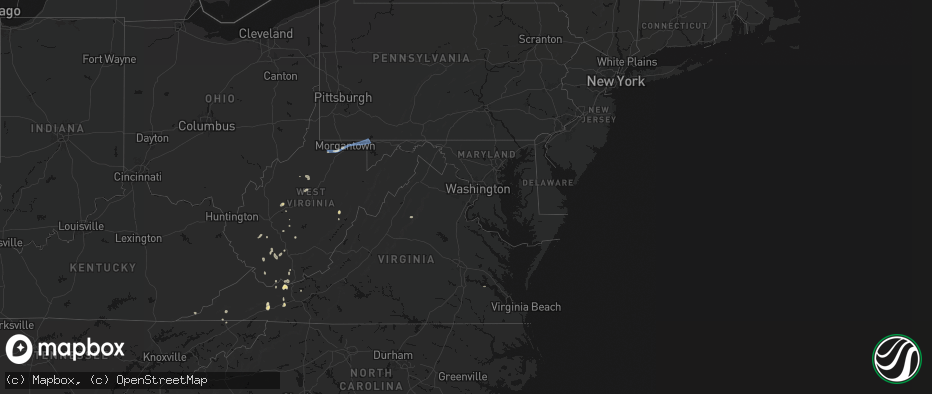 Hail map in Maryland on July 4, 2026