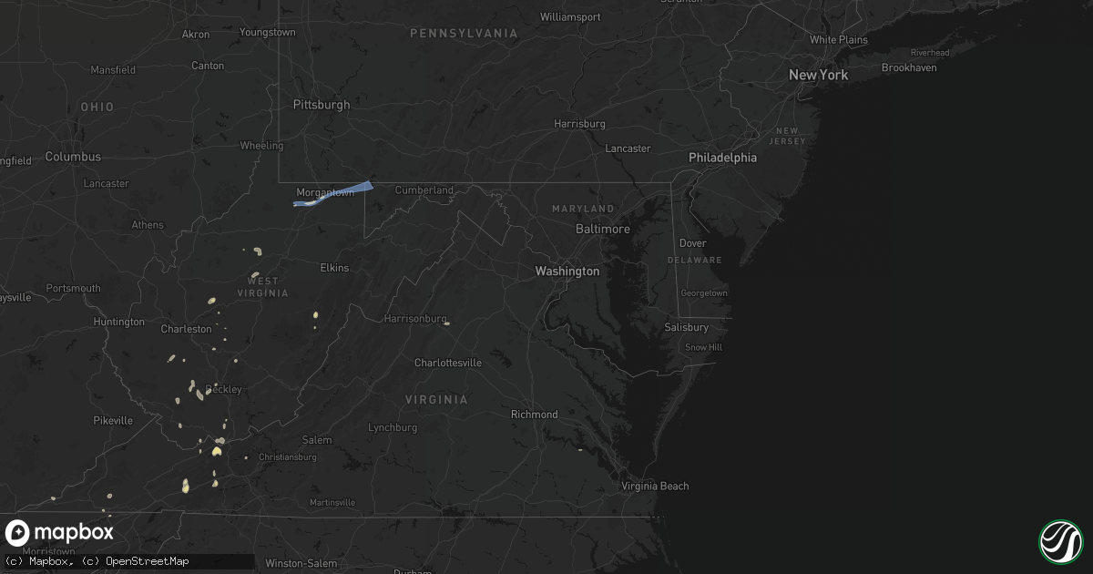 Hail map in Maryland on July 4, 2026