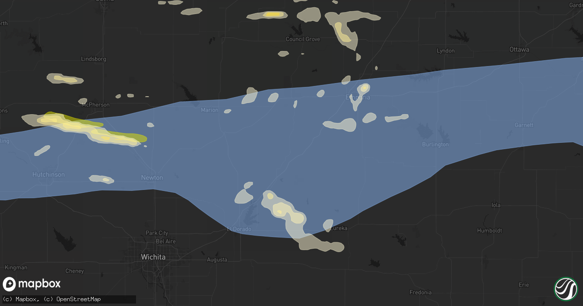 Hail map in Matfield Green, KS on July 4, 2026