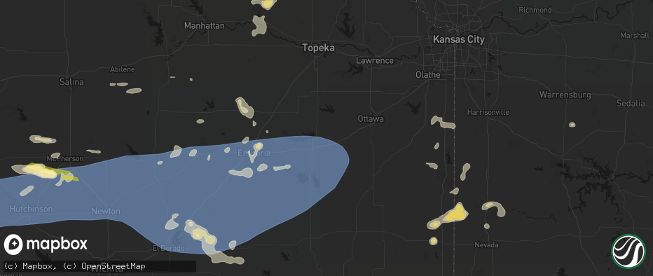 Hail map in Melvern, KS on July 4, 2026