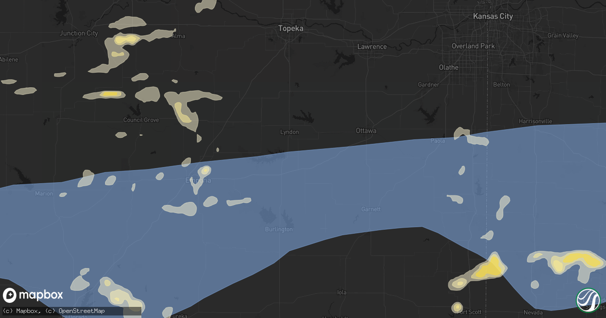 Hail map in Melvern, KS on July 4, 2026