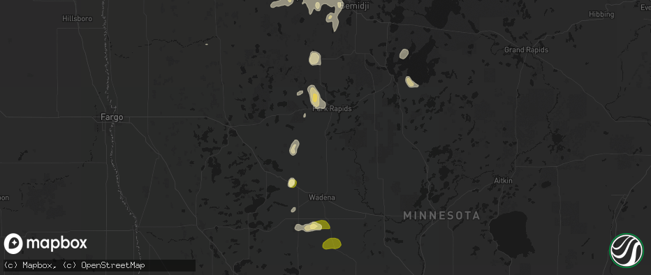 Hail map in Menahga, MN on July 4, 2026