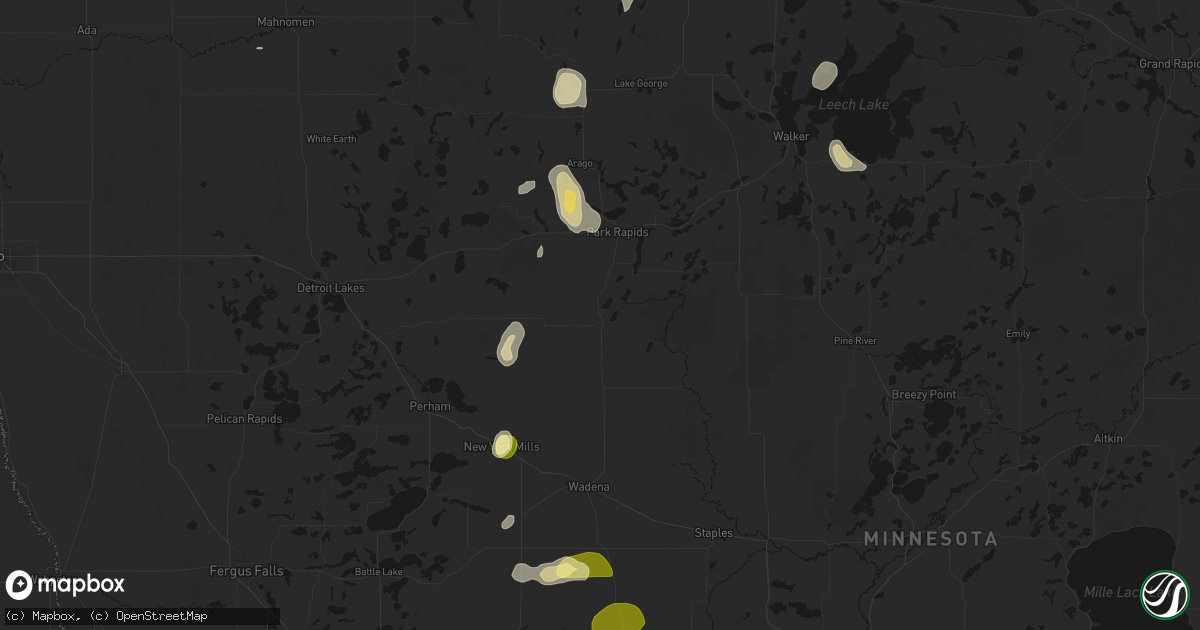 Hail map in Menahga, MN on July 4, 2026