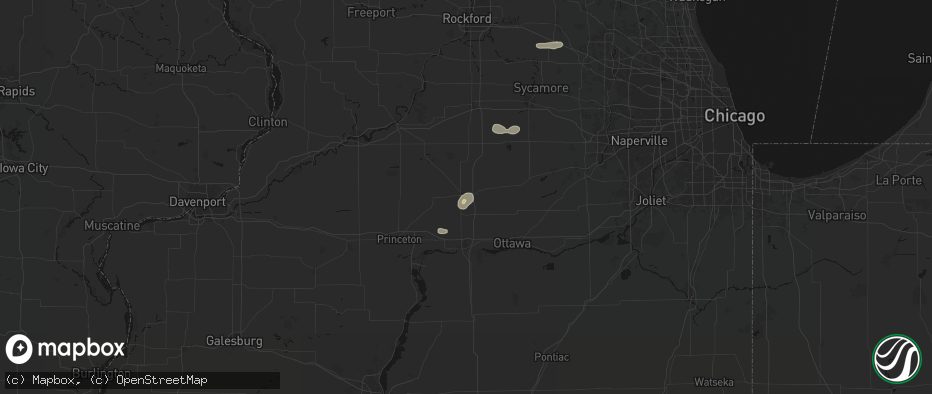 Hail map in Mendota, IL on July 4, 2026