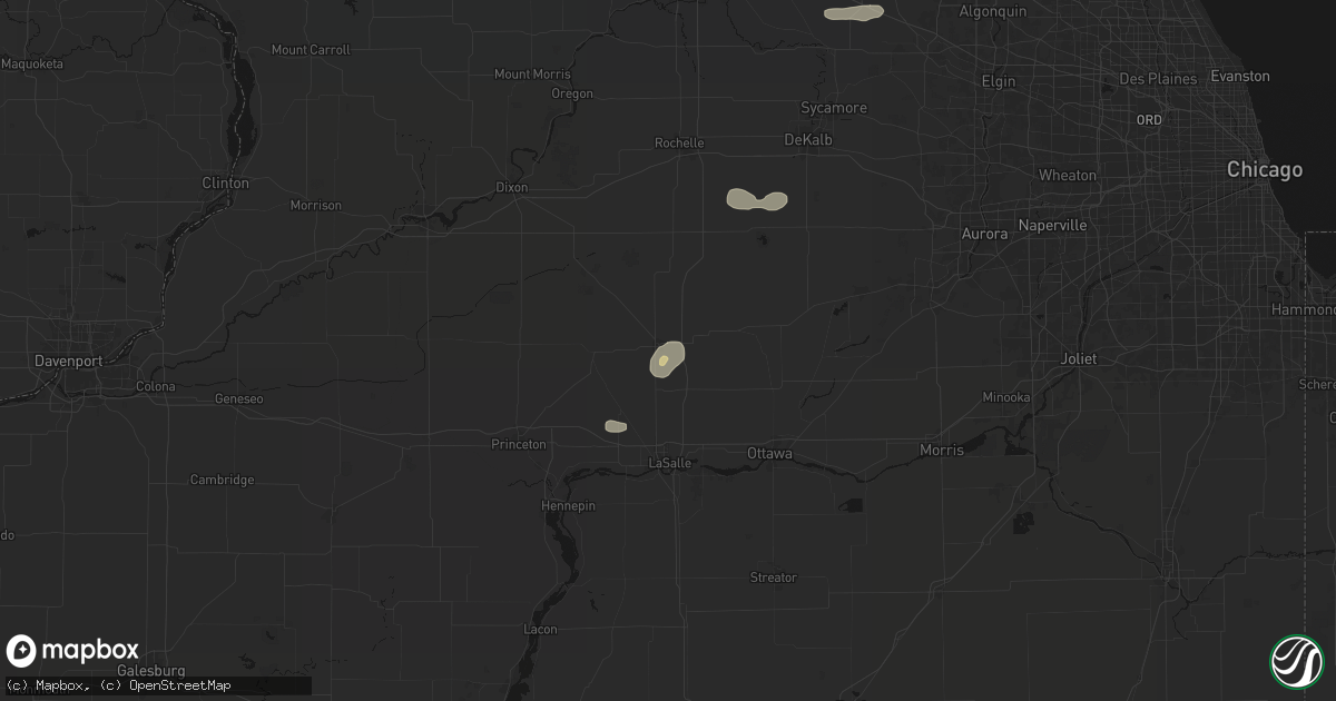 Hail map in Mendota, IL on July 4, 2026