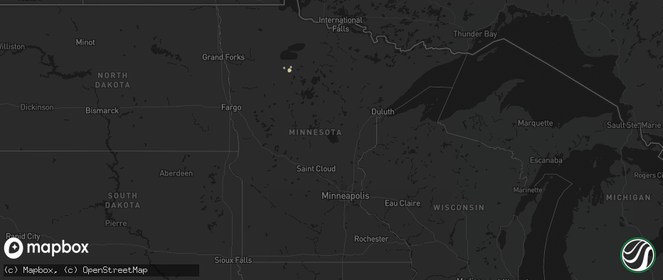 Hail map in Minnesota on July 4, 2026
