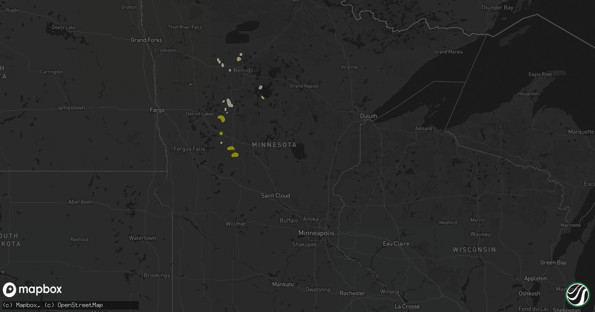 Hail map in Minnesota on July 4, 2026
