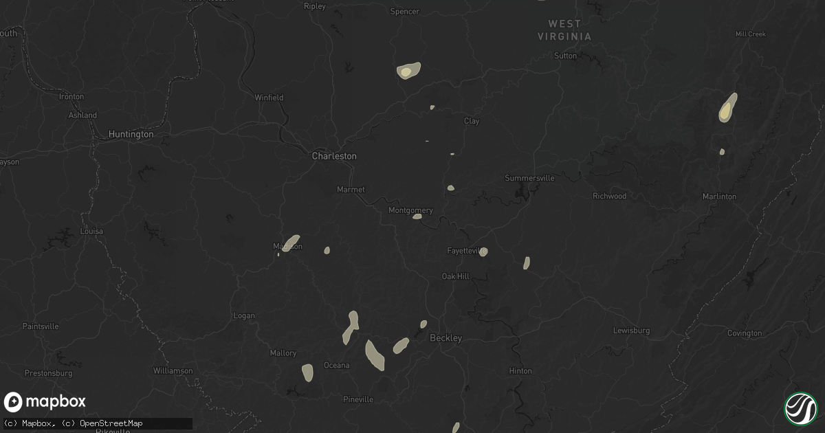 Hail map in Montgomery, WV on July 4, 2026