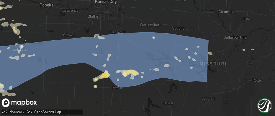 Hail map in Montrose, MO on July 4, 2026