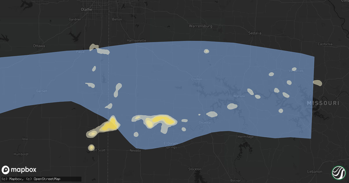 Hail map in Montrose, MO on July 4, 2026