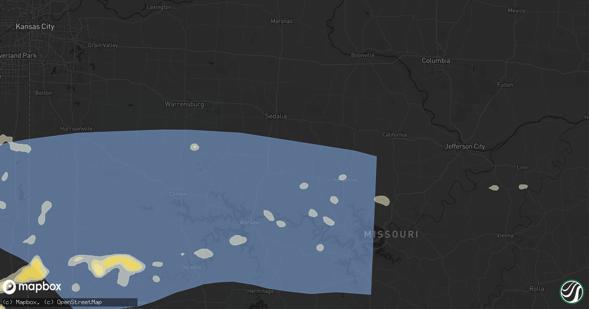 Hail map in Mora, MO on July 4, 2026