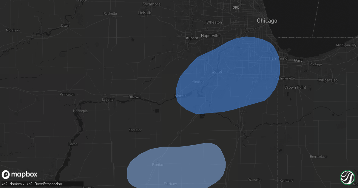 Hail map in Morris, IL on July 4, 2026