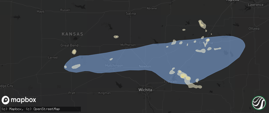 Hail map in Moundridge, KS on July 4, 2026