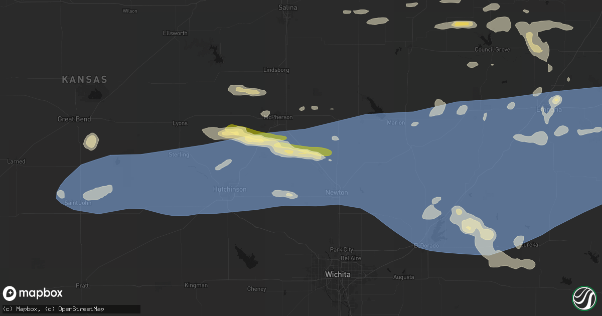 Hail map in Moundridge, KS on July 4, 2026