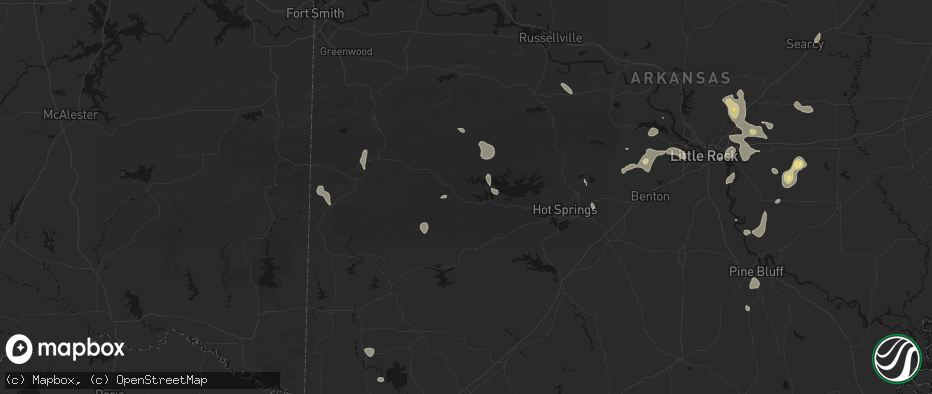 Hail map in Mount Ida, AR on July 4, 2026
