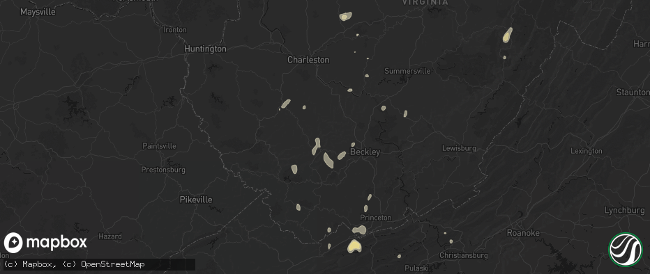 Hail map in Naoma, WV on July 4, 2026