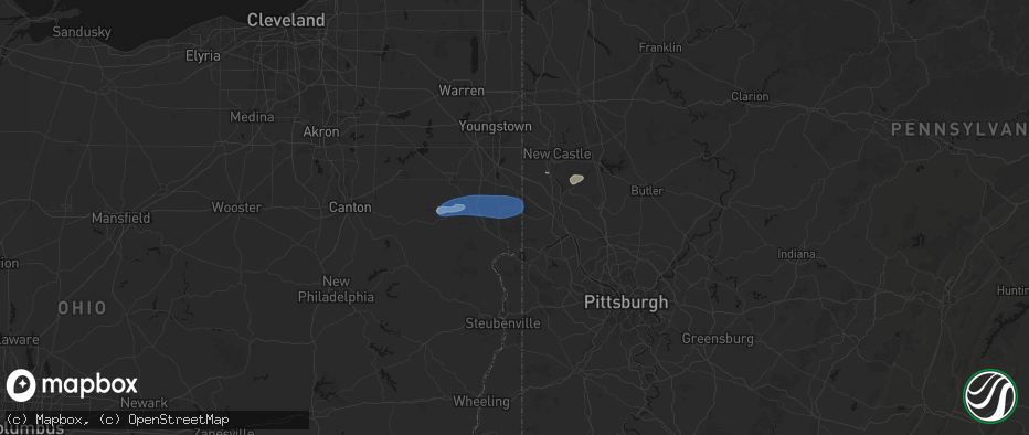 Hail map in Negley, OH on July 4, 2026