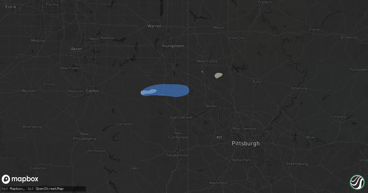 Hail map in Negley, OH on July 4, 2026