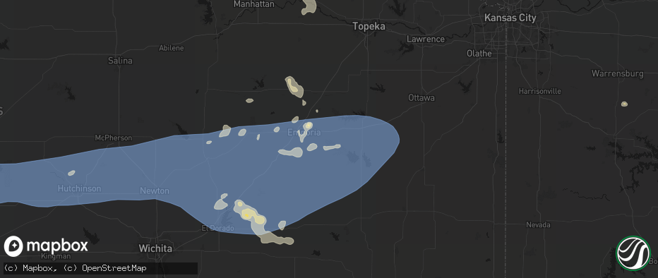 Hail map in Neosho Rapids, KS on July 4, 2026