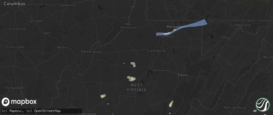 Hail map in New Milton, WV on July 4, 2026