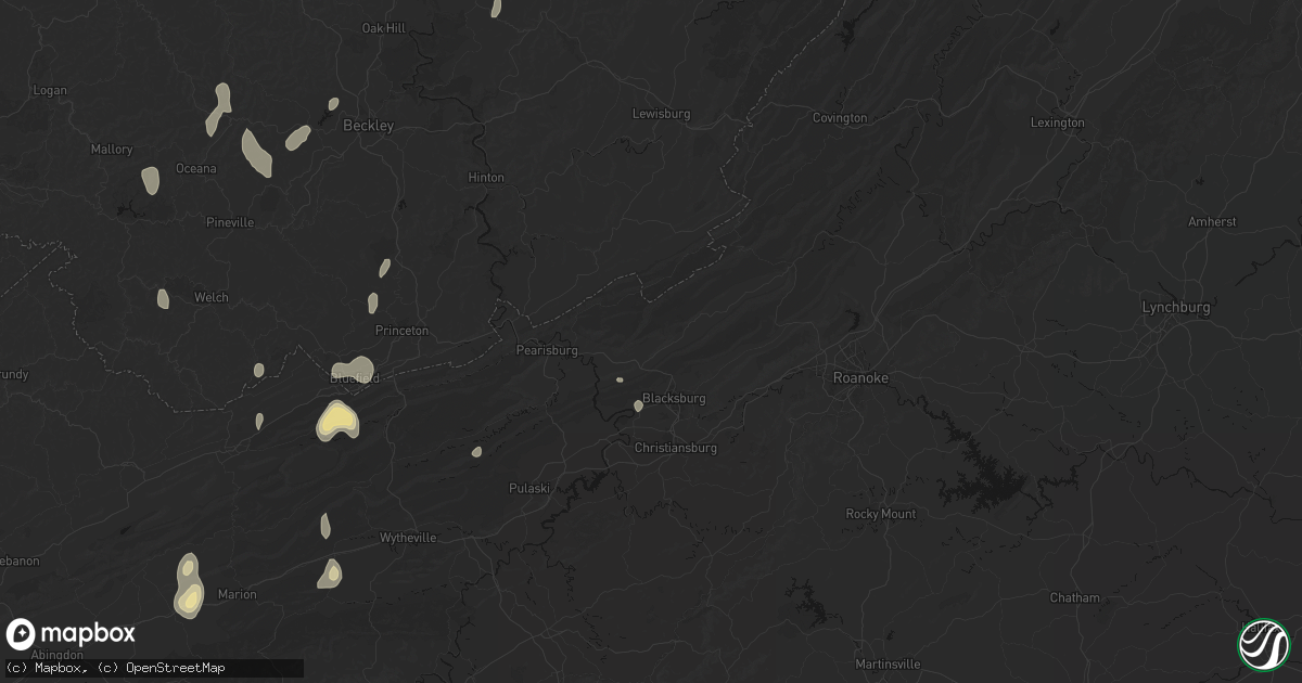 Hail map in Newport, VA on July 4, 2026