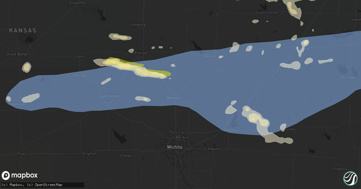 Hail map in Newton, KS on July 4, 2026