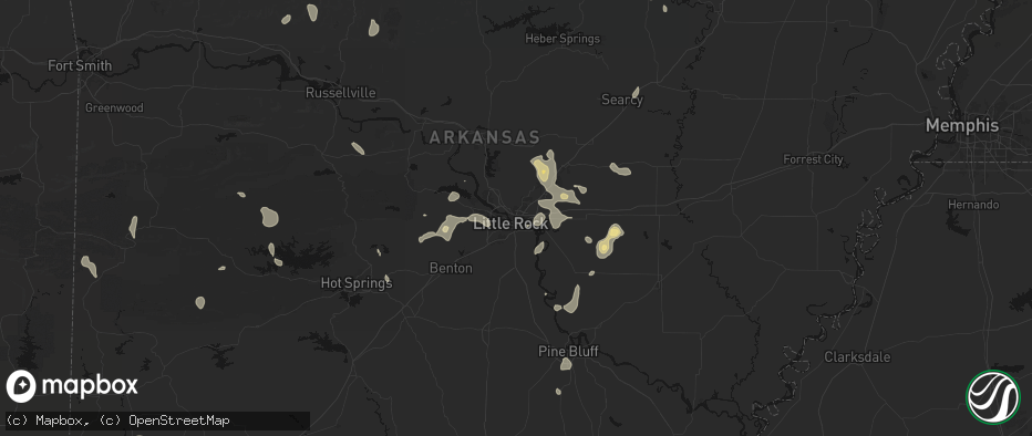 Hail map in North Little Rock, AR on July 4, 2026