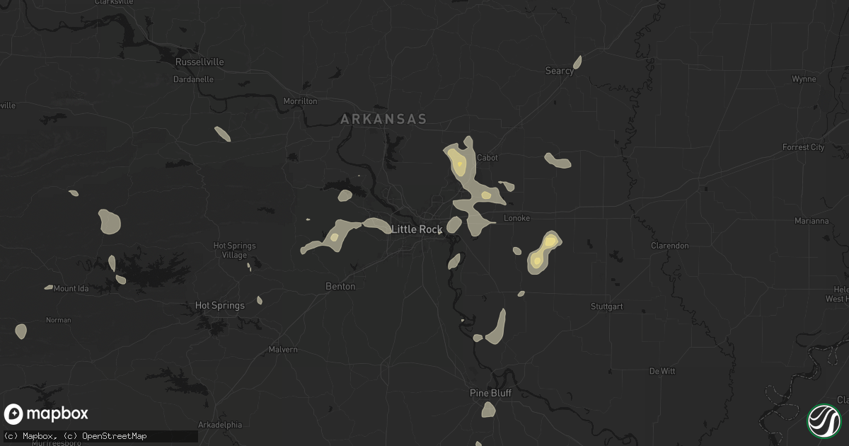Hail map in North Little Rock, AR on July 4, 2026