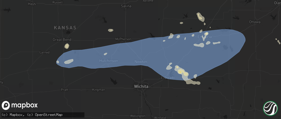 Hail map in North Newton, KS on July 4, 2026