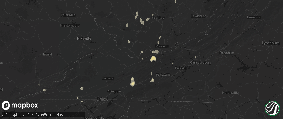 Hail map in North Tazewell, VA on July 4, 2026