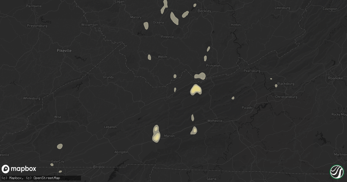 Hail map in North Tazewell, VA on July 4, 2026