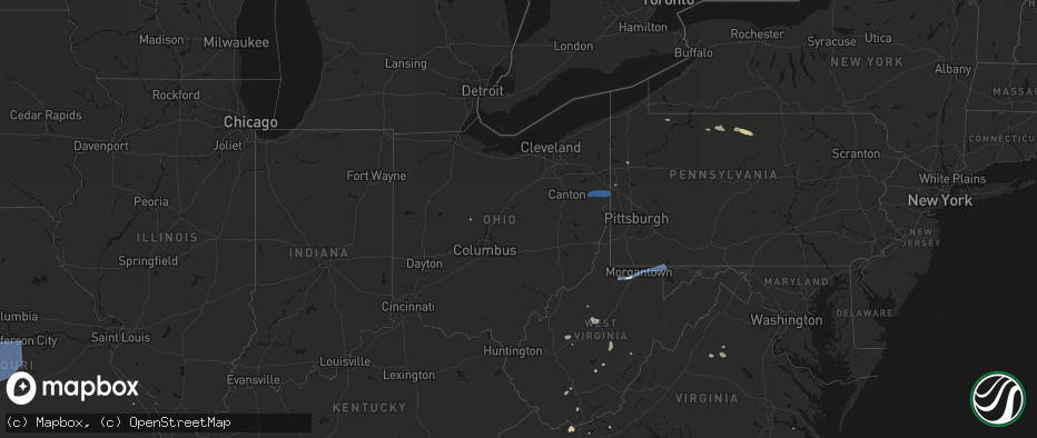 Hail map in Ohio on July 4, 2026