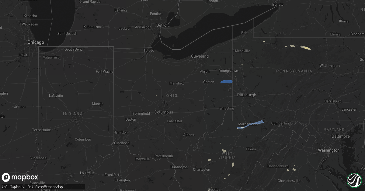 Hail map in Ohio on July 4, 2026
