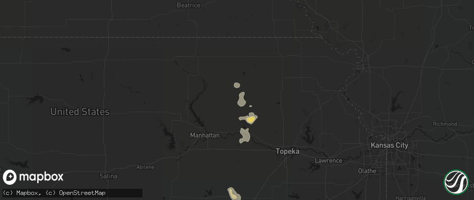 Hail map in Onaga, KS on July 4, 2026