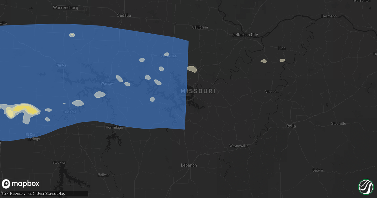 Hail map in Osage Beach, MO on July 4, 2026