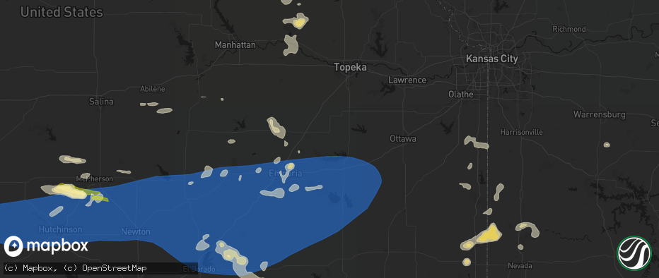 Hail map in Osage City, KS on July 4, 2026