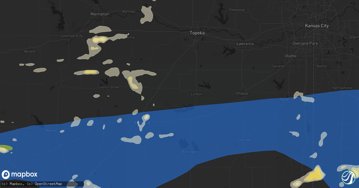 Hail map in Osage City, KS on July 4, 2026