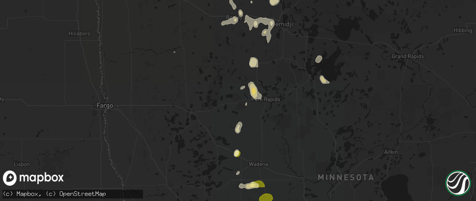 Hail map in Osage, MN on July 4, 2026