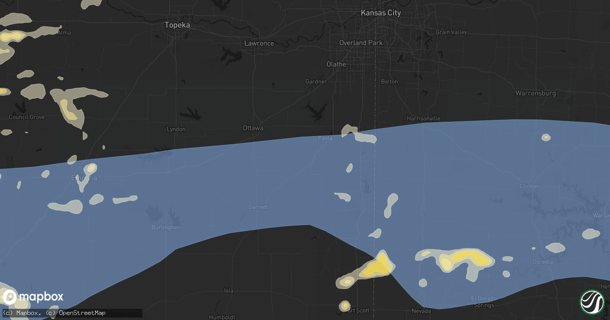 Hail map in Osawatomie, KS on July 4, 2026