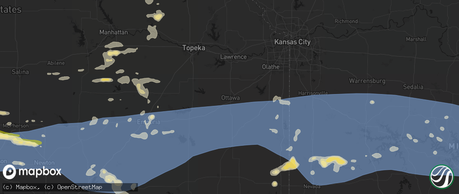Hail map in Ottawa, KS on July 4, 2026