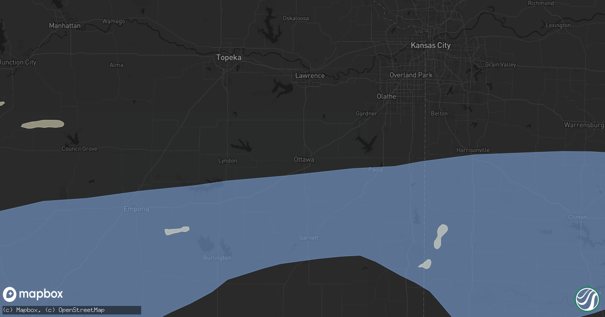 Hail map in Ottawa, KS on July 4, 2026