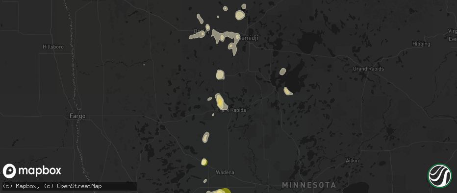 Hail map in Park Rapids, MN on July 4, 2026