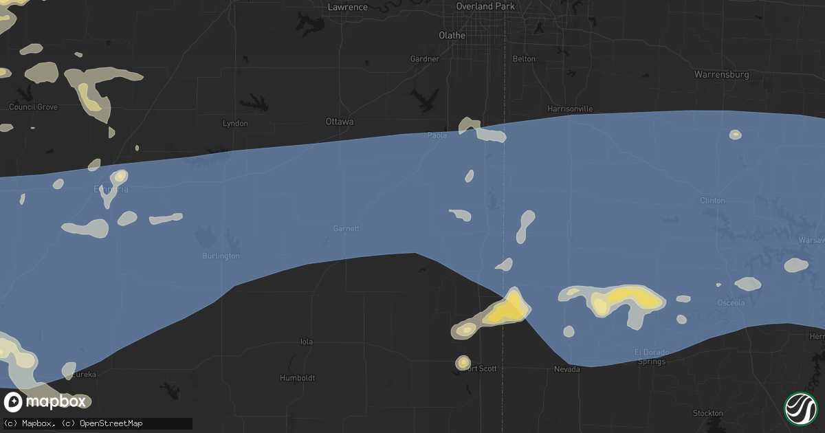 Hail map in Parker, KS on July 4, 2026
