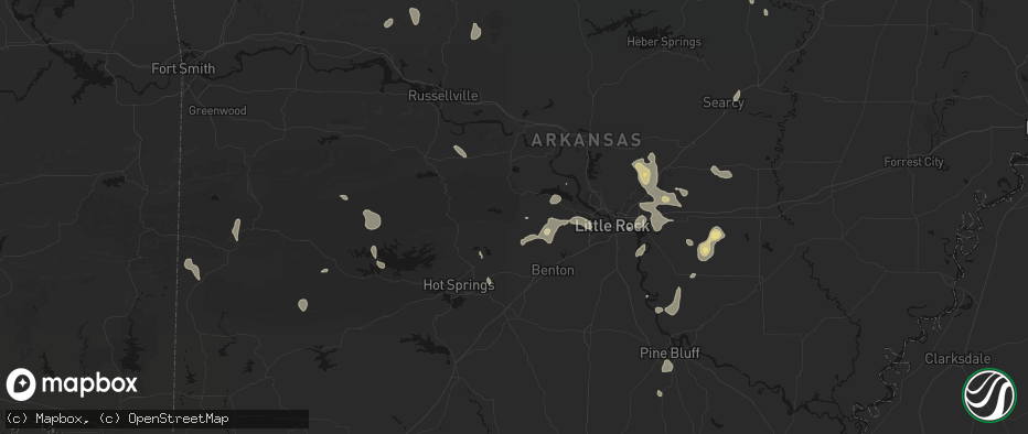 Hail map in Paron, AR on July 4, 2026