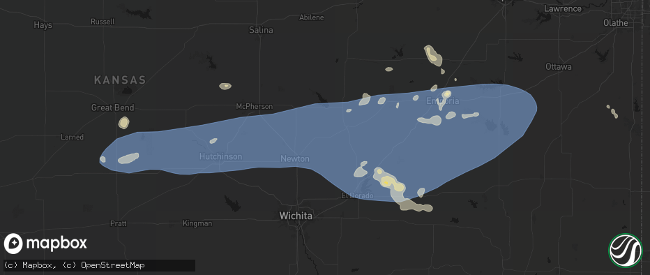 Hail map in Peabody, KS on July 4, 2026