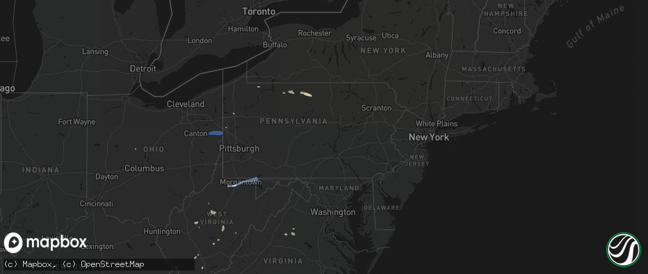 Hail map in Pennsylvania on July 4, 2026