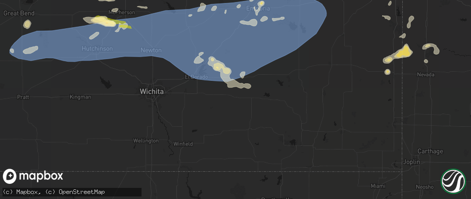 Hail map in Piedmont, KS on July 4, 2026