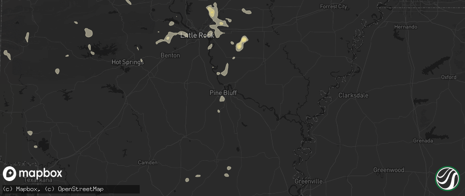 Hail map in Pine Bluff, AR on July 4, 2026